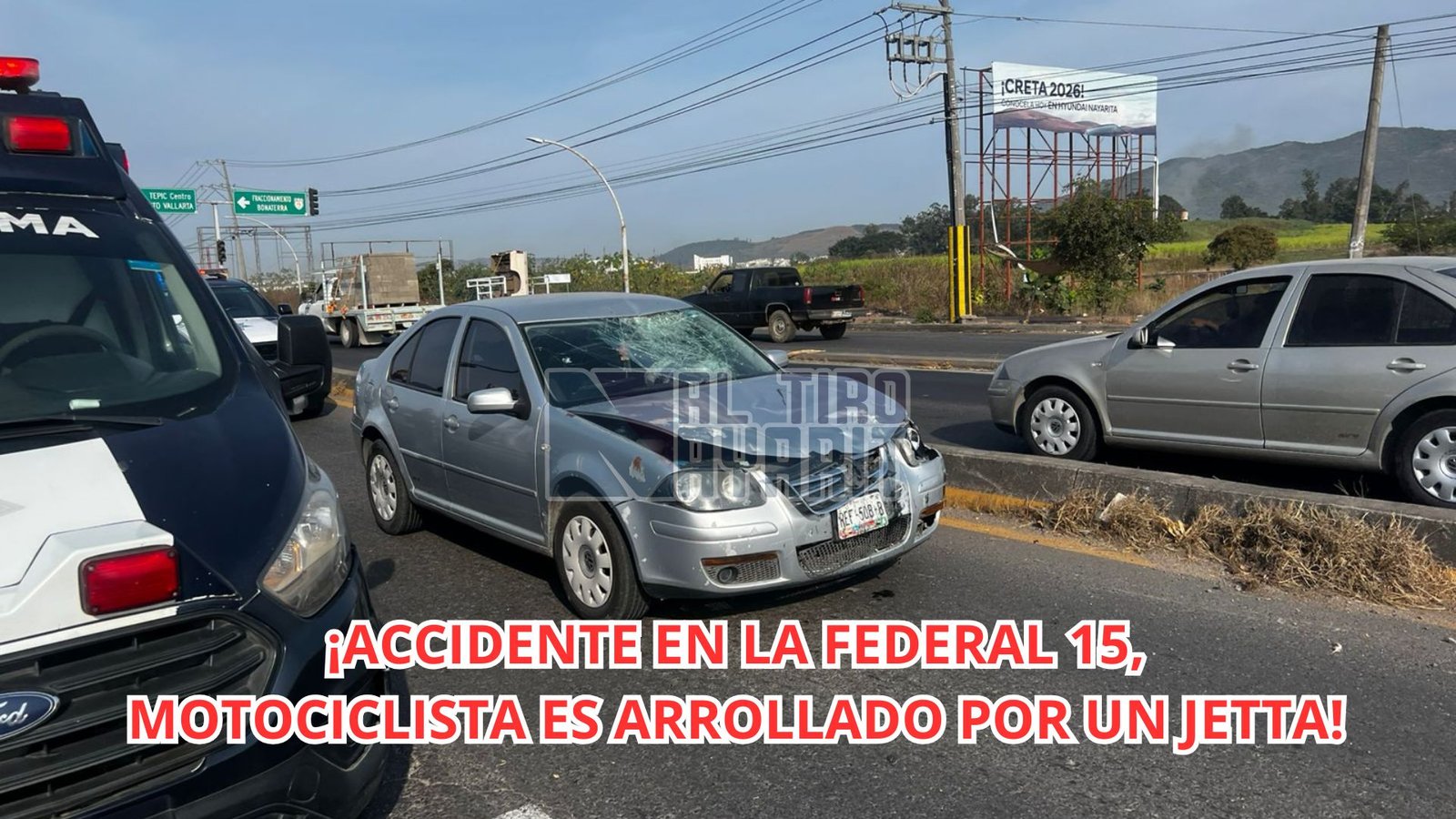 ACCIDENTE EN LA FEDERAL 15 MOTOCICLISTA ES ARROLLADO POR UN JETTA