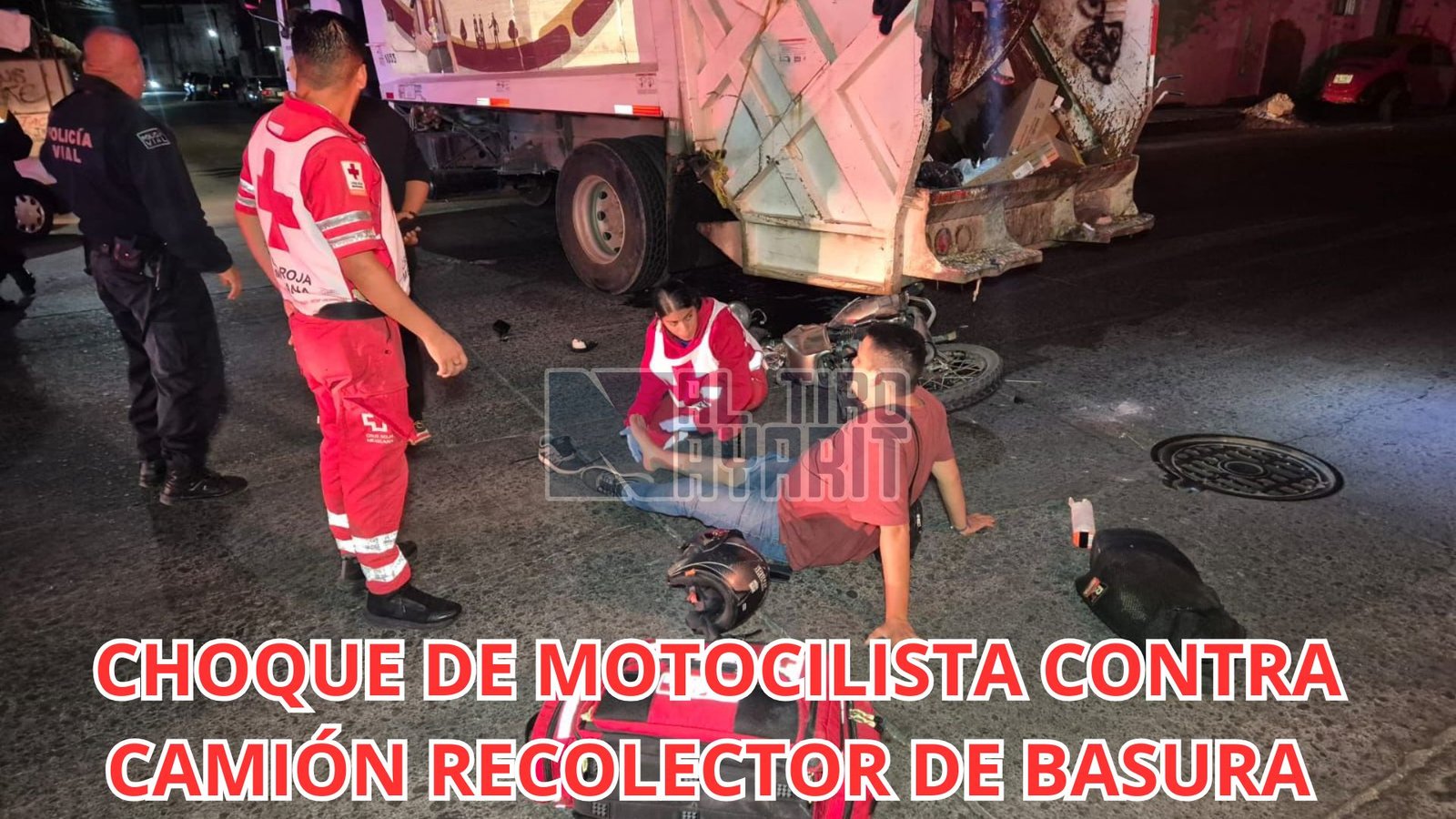 Motociclista choca contra camión recolector de basura en el Fraccionamiento Simancas