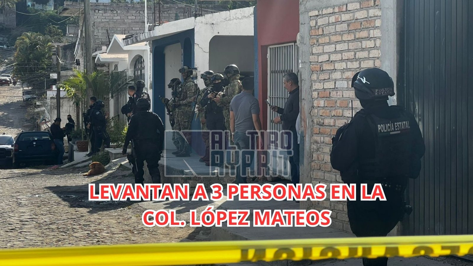 Comando irrumpe en domicilio de la colonia López Mateos en Xalisco y priva de la libertad a tres hombres; activan operativo “BOM”